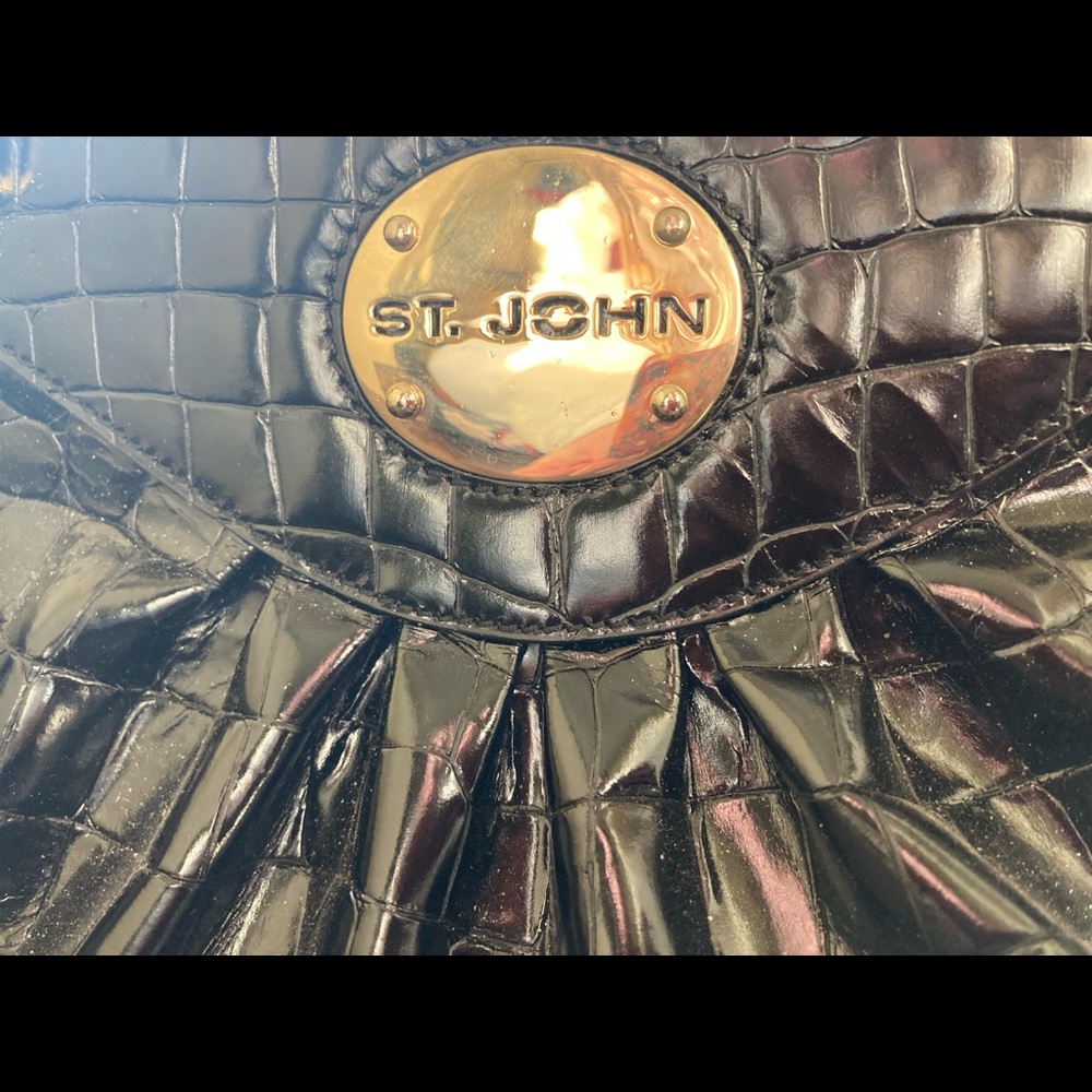 St. john black fake snakeskin purse